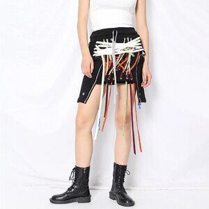 NWT Athina Retro Laces High Waist Mini Skirt Multicolors Women S